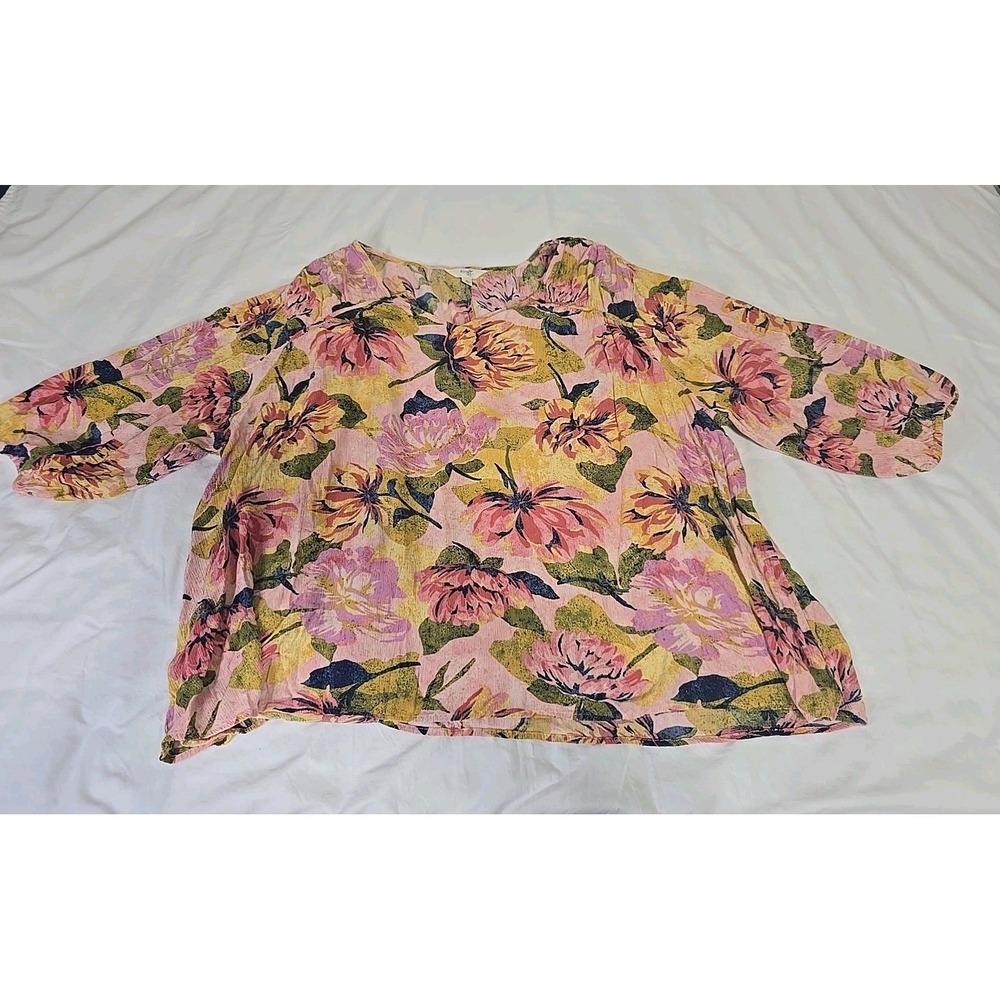 Terra & Sky Women's 3X (24W-26W) Floral Blouse
